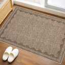 GarveeHome Door Mat Indoor Rugs for Entryway Scalloped Small Rug 2x3 Washable Non-Slip Solid Coffee Modern Minimalism Soft Low-Pile Throw Carpet for Bedroom Kitchen Bath Entrance