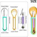 2025 Upgraded 3-in-1 Stainless Steel Fruit Carving Tool Set, Watermelon Fork Slicer Ice Cream Watermelon Spoon Cutting Knife (Blue+Green)