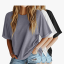 Riyiper 3 Pack Women's Oversized T-Shirt Half Sleeve Summer Tees Casual Loose Fit Crew Neck Basic Tops,Medium