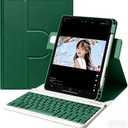 for iPad Air 11 inch (M3/M2) Case with Keyboard, Vertical Keyboard Case for iPad Air 5th/4th Gen, Clear Back Case with Magnetic Detachable Keyboard, 360 Rotate-Teal