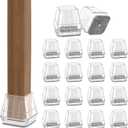 24PCS Square Chair Leg Floor Protectors for Hardwood Floors, Thicken Rubber Chair Leg Cap Covers, Non Slip Furniture Leg Pads to Protect Wood Tile Floors from Scratches and Reduce Noise (Square S(Fit:0.79''-1.18''), Clear Grey)
