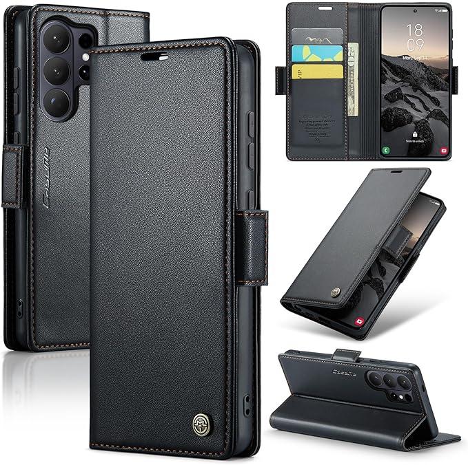 Wallet Case for Samsung Galaxy S26 Ultra, PU Leather Magnetic Flip Case with RFID Blocking Card Holder for Women Men, Shockproof Durable Protective Phone Cover for Galaxy S26 Ultra (Black)