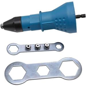 Cordless Electric Rivet Gun Adapter Kit Rivet Nut Drill Adaptor Riveting Tool Insert Nut Hand Tool Power Machine Accessories Blue