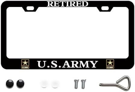 BOARLIDA Retired Army License Plate Frame US Army Decorative Stainless Steel Car License Plate Cover for Men Women 12 X 6 Inch