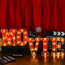 Yoiemivy LED Marquee Letters Light, Party Decoration Sign Silver Glitter Alphabet Shiny Light Up Alphabet Marquee Letter Sign for Bar Holiday Christmas New Year Wedding Party (Movie)