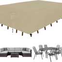 Easy-Going Rectangle Patio Furniture Cover Waterproof Outdoor Dining Table and Chair Cover Anti-UV Outside Sectional Sofa Set Covers (110"L x 84"W x 28"H, Camel)