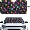 Colorful Dog Paw Print Car Sun Shade for Windshield Sun Shield for Front Window Blocks UV Rays Easy to Install Car Interior Accessories Sun Protection for Cars Truck SUV