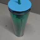 Double Wall Skinny Acrylic Tumbler 16 Oz, with Straws (Mint)