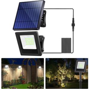 Solar Lights Outdoor Bright Solar Flood Lights 4400mAh 5500K Dusk to Dawn Led Solar Security Light Auto On/Off with 16.4FT Cable IP65 Waterproof for Outside Barn Garden Garage Yard Patio (Upgraded white light 1 Pack)