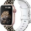 Lerobo Cheetah Band Compatible for Apple Watch Bands Ultra 2 49mm 44mm 46mm 45mm 42mm iWatch SE Series 11 10 9 8 7 6 5 4 3 2 1 Ultra3 SE2 SE3 Silicone Fadeless Pattern Printed Band Women Men, Leopard