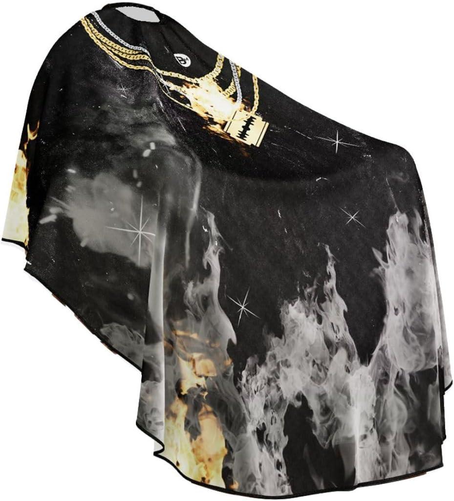 Professional Barber Cape - Hair Cutting Cape with Adjustable Neck Closure, Salon Quality Styling Cape for Hairdressers and Barbers - Gold Chain