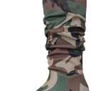 YIYA Women's Camouflage Slouchy Knee High Boots Square Toe Chunky Flat Heel Riding Combat Tall Pull On Boots (4, Brown)