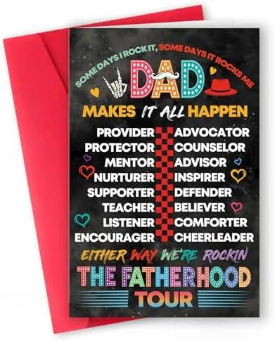 Pack of 3 ICOOLYI Funny Father's Day Card Gifts for Dad or Husband, Fathers Day Card from Daughter, Son, or Kids Wife – Unique Gifts for Dad Who Wants Nothing, Rockin' Dads 'Fatherhood Tour'