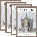 20x30 Poster Frame 4 Pack, Walnut Wood 30x20 Picture Frame, Polished Plexiglass, Vertical or Horizontal Wall Display for Photos & Artwork