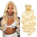 #613 Bundles Human Hair Bleach Blonde Body Wave Bundles 18 18 18 Inch Blonde 3 Bundle Unprocessed Virgin Human Hair Extensions 50 Gram Per Bundle