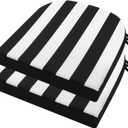 idee-home Outdoor Chair Cushions Set of 2, Thick 17" x 17" x 3" Outdoor Seat Cushions Patio Furniture Waterproof with Ties, Dining Pads (Black Stripes)