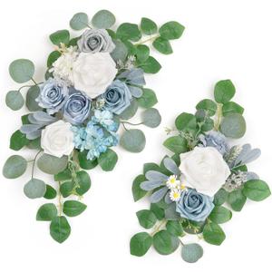 WEIERYUE(Pack of 2 Artificial Flowers Decorations,Artificial Arch Backdrop Garlandfor Ceremony Party Reception Entrance Welcome Easel Door Floral Decor Wall Home Entryway Outdoor(Blue of The Sky)