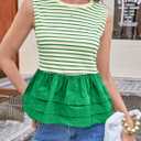 Tankaneo Womens Summer Striped Peplum Tank Tops (L)