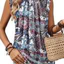 2 x onlypuff Womens Tank Tops Sleeveless Pleated Crew Neck Shirts Dressy Casual Work Cami Blouse (S)