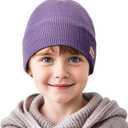 Sukeen Kids Beanie Hat for Boys Girls Ages 4-12 Soft Knitted Hat Seepage Proof Warm Skull Cap for Daily Outdoor (Purple)