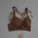 DEANGELMON V Neck Bra Padded Seamless Adjustable Straps Bralettes Everyday Basic Sleeping Bras Multiple Pack (Medium, Black,coffee,pink,white)
