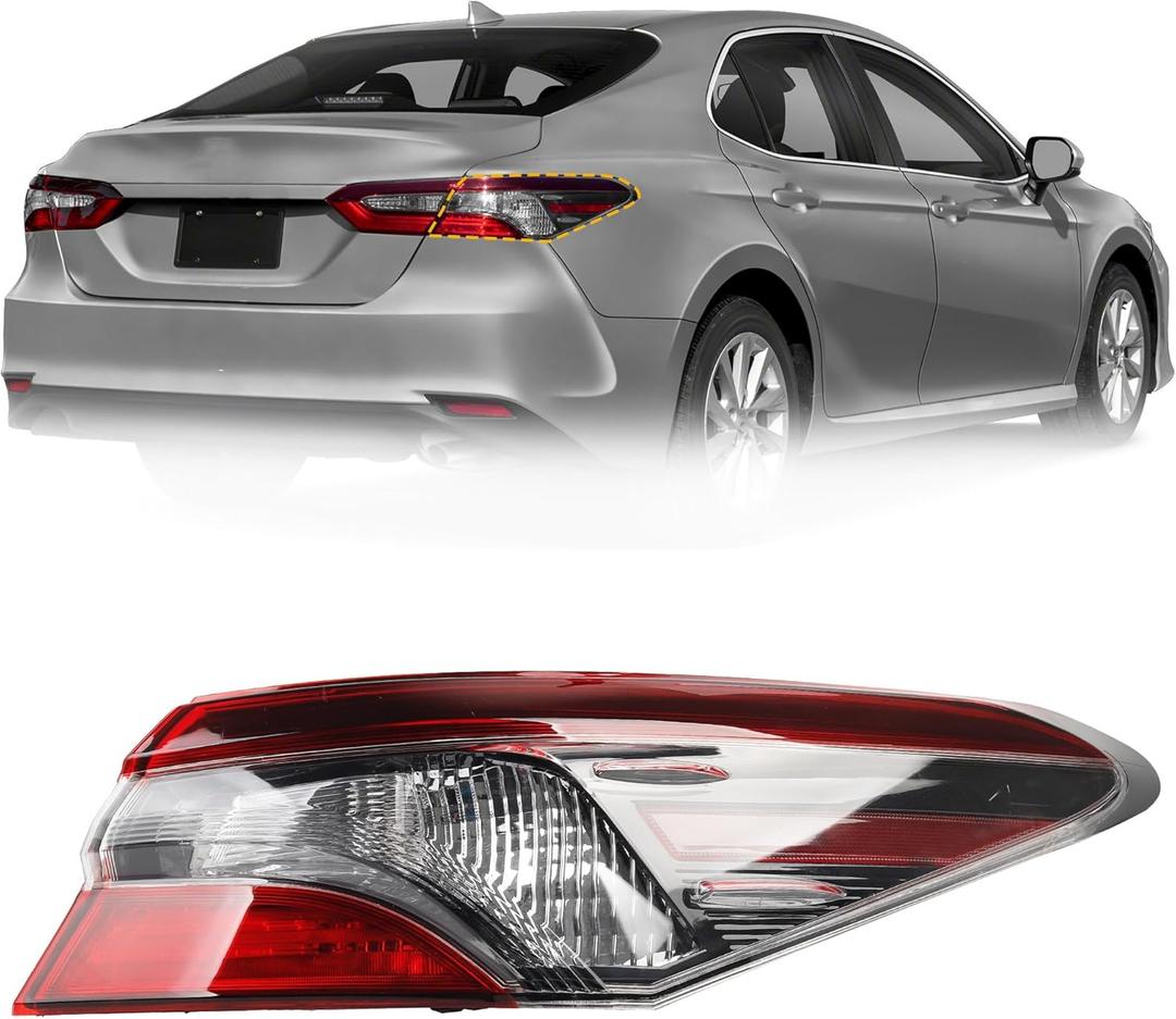 Dasbecan Passenger Side Tail Light Compatible with 2021-2023 Toyota Camry Outer Rear Right Lamp With Wiring Harness Replaces# 81550-06A20 TO2805159 (Halogen Type)