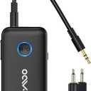 YMOO Bluetooth 5.3 Transmitter Receiver for TV/Airplane, Supports 2 Headphones/Speaker with AptX Adaptive & Low Latency, 3.5mm Jack Aux HiFi Stereo Wireless Audio Adapter for Flight, Travel, Planes (Black)