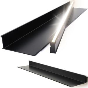 Floating Shelves with LED Lights, 39.3" Full Spectrum Natural Light Metal Wall Mounted Light-Emitting Shelves, Hanging Display Rack Wall Shelf for Livingroom Kitchen Bathroom
