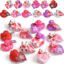 Jerify 48 Pcs 2 Inch Valentines Ducks for Kids Classroom Exchange Gifts Valentine's Day Rubber Ducks with Gifts Cards Mini Heart Rubber Duckies Valentines Party Favors Toys, 6 Styles (Pastel)