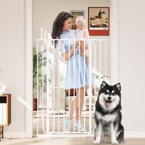 50" Extra Tall Baby Gate No Drilling, Auto Close Dog Gate, White