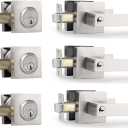 Exterior Door Lock Set with Deadbolt, Front Door Handle Set, Door Levers Single Cylinder Deadbolt Set, Keyed Alike Heavy Duty Keyed Entry Handles Locksets (Satin Nickel, 3 Pack)