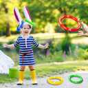 3 Pack Inflatable Easter Bunny Ring Toss Game with Score Ring - Easter Basket Essential for Kids Indoor Outdoor Rabbit Ears Toss Toy, Family Party Games School Carnival Activities(3 Set & 12 Rings)