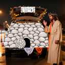 Christian Halloween Trunk or Treat Car Decorations Kit Fabric Jesus Empty Tomb with Grave Could Not Hold The King Banner Religious Car Trunk or Treat Decoration for Cars, Garage Door