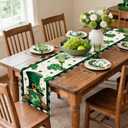OTOSTAR St.Patrick's Day Table Runner 13x72 Inch, Buffalo Plaid Shamrocks Hat Gnome Spring Holiday Kitchen Dining Lucky Clover Table Decoration for Indoor Outdoor Home Party