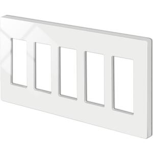 1 Pack BESTTEN 5-Gang Screwless Wall Plate, Decorator Outlet Cover, USWP4 Glossy Off White, Decor Face Plate for Light Switch, Dimmer, GFCI, USB Receptacle, H4.69 x W10.18, ETL Listed
