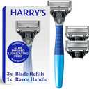 Harry's Shaving Kit for Men - Razor Handle and 3 Razor Blade Refill Cartridges - Ocean Blue