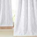 NICETOWN Greyish White Room Darkening Cafe Curtain Panels, 42" Wide x 48" Long, Window Treatment Thermal Insulated Grommet Wave Line Printed Drapes for Kitchen, 2 Pieces