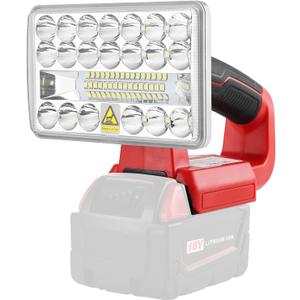 18w 2000lm Portable Flood Light Compatible with Milwaukee 18v Battery, Flashlight with USB-A Port for Jobsite, Camping, Car Repairing, Garage, Power Outages