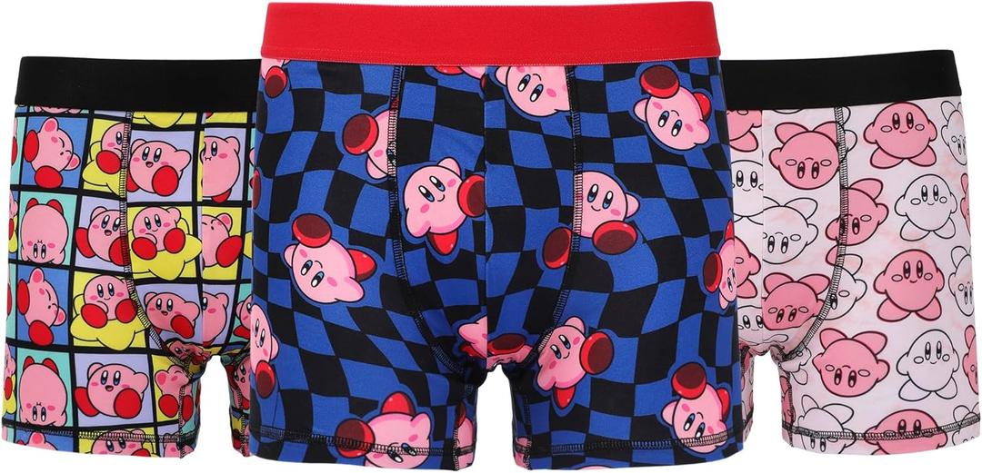 Bioworld Kirby Character Prints Men's 3-Pack Boxer Briefs, Small