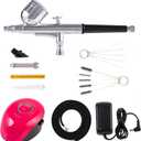 Airbrush Kit with Compressor, 25 PSI, 0.3mm Nozzle, Air brush Set for Nails Art, Cakes, Makeup, Painting, Cookie, Clothes, Paint, Cleaning Machine (ACK-BT19)