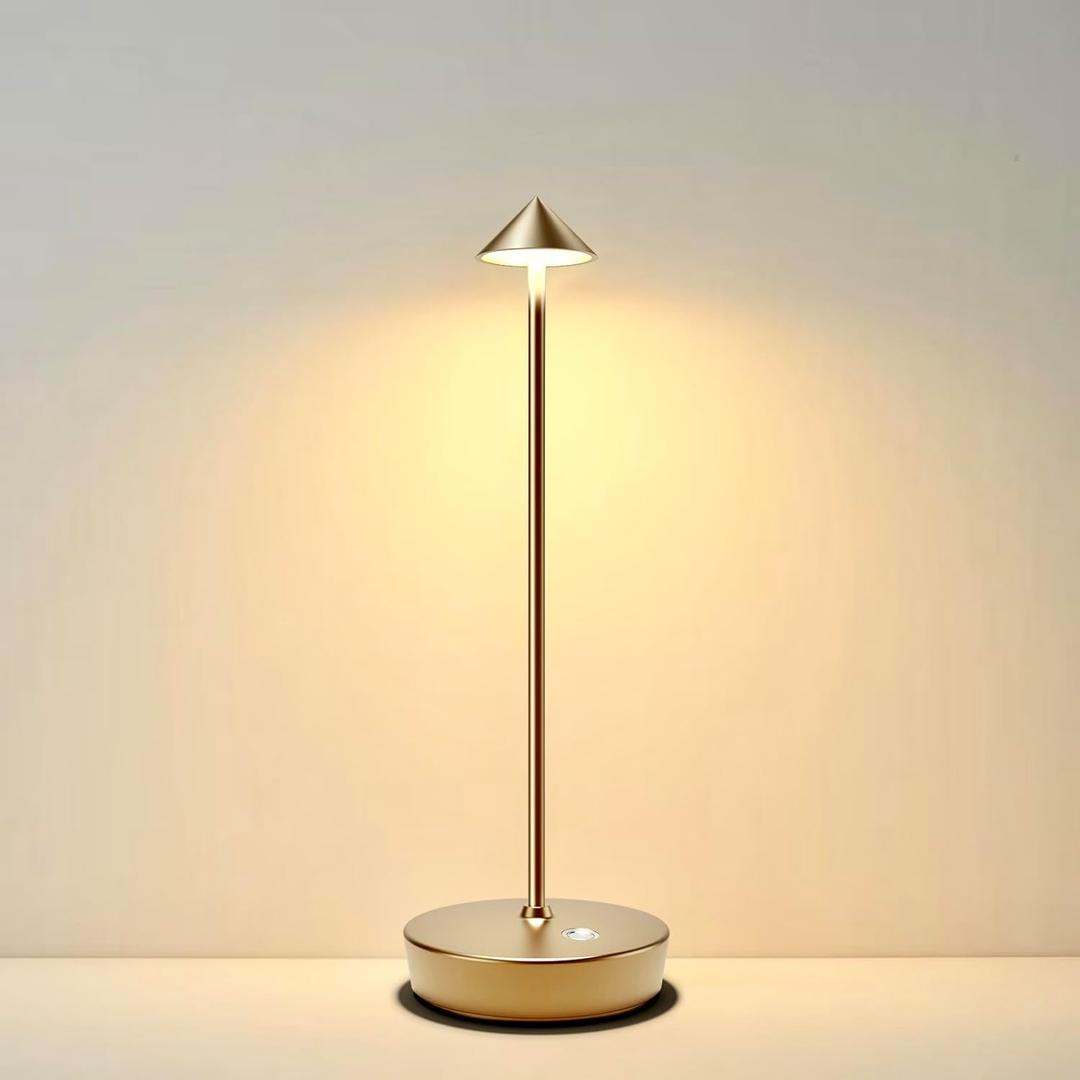 Rechargeable Cordless Table Lamp, 6000mAh LED Battery Operated Desk Lamp Touch 3 Color Stepless Dimming Portable Outdoor Waterproof Table Light for Patio/Restaurant/Dining/Home(Bronze)