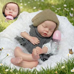 Gileutay 20 inch Full Body Silicone Baby Doll Girl Realistic Sleeping Reborn Newborn Babies that Can Open Mouth Handmade Toy