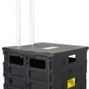 dbest products Quik Cart Pro Wheeled Rolling Crate Teacher Utility with seat Heavy Duty Collapsible Basket with Handle, Black