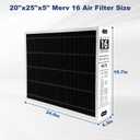 X6675 Merv 16 20x25x5 Furnace Air Filter Compatible with Lennox X6675 and Lennox HCC20-28 HVAC System, Part Number HCF20-16, 2 Pack