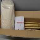 7.2FT Wedding Arch Backdrop Stand and Beige Arch Cover, Beige Spandex Fitted Backdrop Cover and Gold Wedding Arch Frame for Birthday Party Wedding Ceremony Bridal Baby Shower, Parties Decoration.