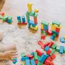 Melissa & Doug Wooden Building Blocks, 100-Piece Set of Sorting & Stacking Toys in 4 Colors and 9 Shapes, Classic Toddler Toys for Girls & Boys Ages 2+ - FSC Certified