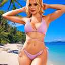 Women Bikini Set Metal Ring Two Piece Swimsuit | Various Wear Way,High Elasticity Breathable Fabric,Cross Strap Design Bathing Suit Swimwear (Pink, XL)
