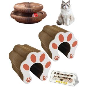 Cat Scratcher Board Toys,Interactive Magic Organ Bell Ball Track,Bored Kitty Indoor Cardboard Gifts,Round Pet Paw Scratch Pad,No Posts Puzzle Tree Tower Bed House,Circle Tunnel Nail File (2pcs)
