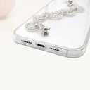 Bonitec Compatible with iPhone 14 Pro Max Case Clear for Ladys, Girls and Women Bracelet 3D Glitter Sparkle Bling Strap Luxury Shiny Crystal Rhinestone Diamond Silver Chain Protective Cover, Clear