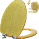 Angol Shiold ELONGATED Gold Glitter Resin Toilet Seat Soft Close Quick Release Adjustable Hinge Heavy Duty Easy Install & Clean Decorative Acrylic Seats(19 Inch, Gold Glitter, Upgraded hinge)
